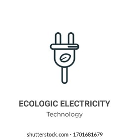 Ecologic electricity outline vector icon. Thin line black ecologic electricity icon, flat vector simple element illustration from editable technology concept isolated stroke on white background