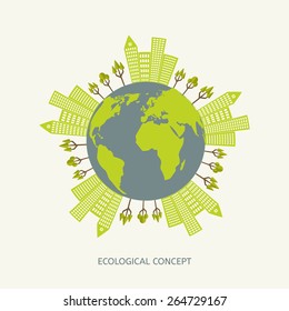 Ecologic environment concept in flat style. Green planet illustration