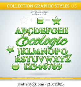 Ecologic Graphic Styles for Design.Graphic styles can be use for decor, text, title, cards, events, posters, icons, logo and other.