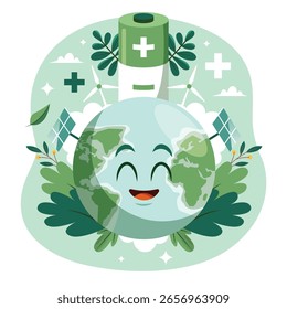 Ökologische grüne Energie, flache Illustration