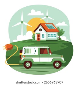 Ilustración ecológica de Tecnología de energía verde