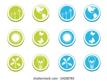 Ecologic icons in two colors.