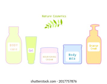 Ecologic and nature cosmetics. Therapy and spa. Beauty and wellness. Cream and lotion containers. Natural healthy cosmetic. Cream,soap and shampoo bottle set. Gel, oil, scrub and milk. Plants creams.