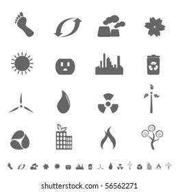 Ecologic symbols in icon set