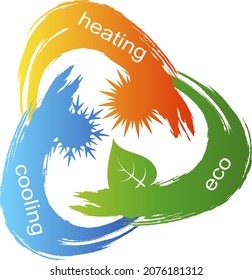 Ecological air conditioner symbol for heating   cooling air