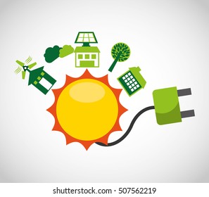 ecological alternative energy green vector illustration design