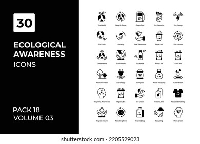 Ecological Awareness icons collection. Set contains such Icons as recycling, global warming, solar energy, turbine energy, radioactivity,   and more