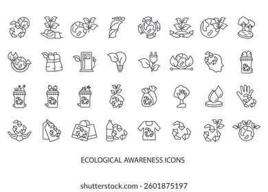 Ecological  awareness icons set isolated on White Background Flat style design