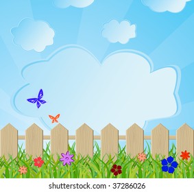 Ecological background with a fence. Vector illustration