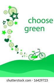 Ecological background with green bicycle