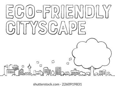 Ecological background illustration of a cityscape drawn with chalk.