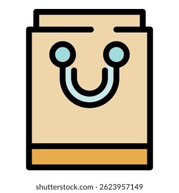 Ecological bag icon. Outline ecological bag vector icon color flat isolated