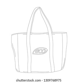 Ecological bag made of natural fabrics, vector illustration, lining draw