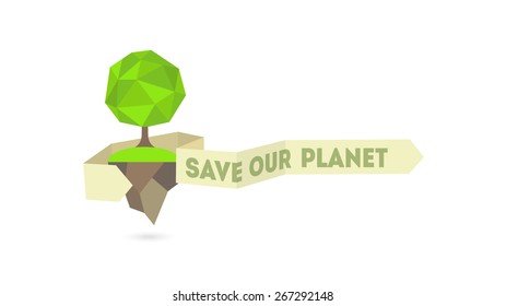 Ecological banner in Low Poly design. Vector illustration.
