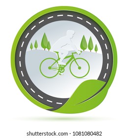 Ecological bicycle symbol with leaf