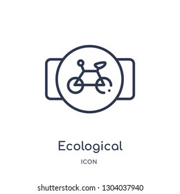 ecological bicycle transport icon from transport outline collection. Thin line ecological bicycle transport icon isolated on white background.
