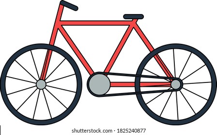 Ecological Bike Icon. Outline With Color Fill Design. Vector Illustration.