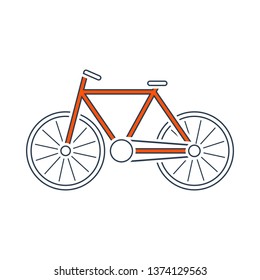 Ecological Bike Icon. Thin Line With Red Fill Design. Vector Illustration.