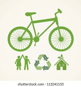 ecological bike, and illustrations of ecological transportation, vector illustration
