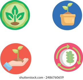 Ecological or biotechnology icon pack in a circle form in different color- fully editable EPS file