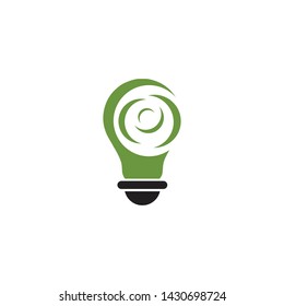 Ecological bulb lamp logo design vector template