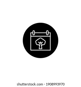 Ecological calendar icon in round black style. Ecology and summer icon. Vector