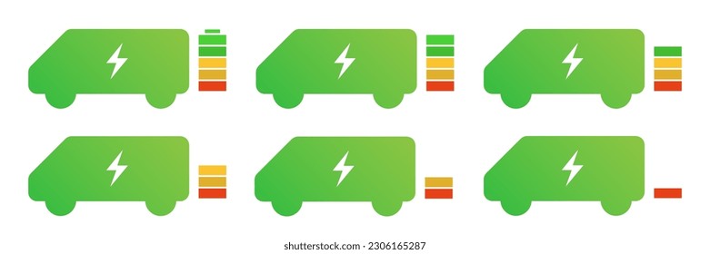 Ecological car charging. Indicator with different charge level.