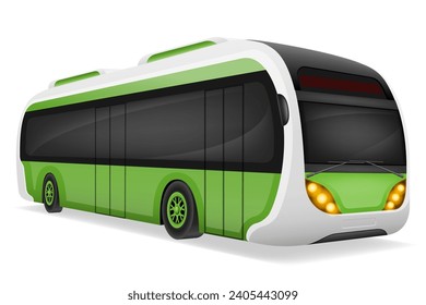 ecological city bus powered by electric energy vector illustration isolated on white background