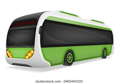 bus urbano ecológico impulsado por ilustración vectorial de energía eléctrica aislado en fondo blanco