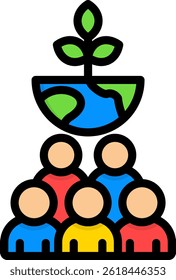 Ecological Community Icon Lineal Color Vector Illustration