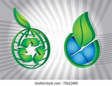 Ecological concept - abstract illustration with leaf and globe