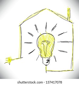 ecological concept with bulb and home