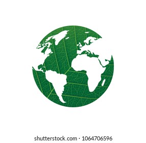 Ecological Concept Earth Illustration with Leaf Texture 