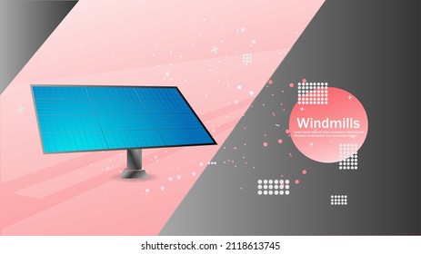 Ecological concept and environment, banner design elements for sustainable energy development. Solar battery. Sustainable development and environmental energy.