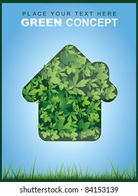 Ecological concept with house made of leafs