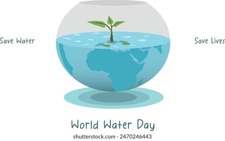 Ecological concept with plants growing from inside a glass cup without legs - World water day