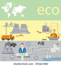 Ecological Concept Pollution World Green Energy Stock Vector (royalty 