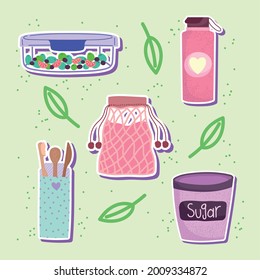 contenedores ecológicos para iconos de cocina