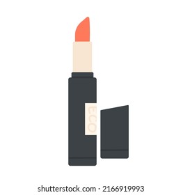 Ecological cosmetic lipstick. Beauty treatment and make up product vector illustration