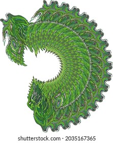 Ecological decorative green shape on white. Grunge natural ornamental object like a grass for backgrounds and textures,  holidays and events, T-shirt prints, textiles, tattoos, wallpaper, etc.