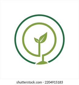 Vector de logotipo de diseño ecológico con concepto de letra abstracta P.