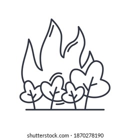 Icono de desastre ecológico, ilustración lineal aislada, vector de línea delgada, signo de diseño web, símbolo de concepto de contorno con trazo editable sobre fondo blanco.
