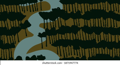 Ecological disaster vector illustration: deforestation of the Amazonian forests. destruction of the rainforest. Climate change, temperature increase. Vector seamless pattern. 