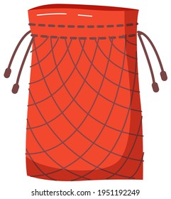 Ecological drawstring red bag. Eco-friendly container for carrying items. Reusable cotton pocket
