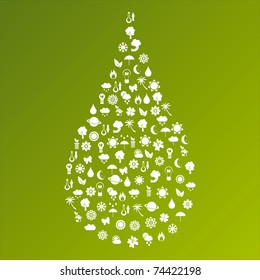 ecological drop made of icons
