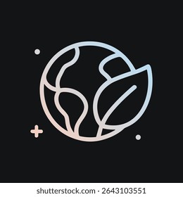 Símbolo de globo frondoso de icono ecológico de la tierra. Ilustración de símbolo de icono