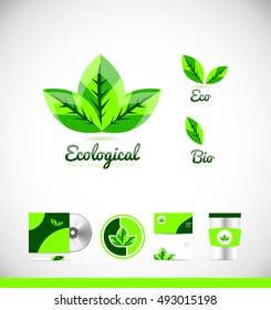 Ecological eco bio green leaf vector logo icon sign design template corporate identity   