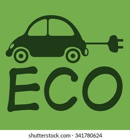 Ecological Electric Car Vector Silhouette