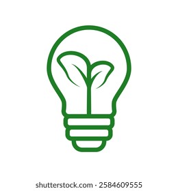 ecological energy icon, creative lamp, light bulb nature, simple flat style, illustration, logo sign symbol pictogram template, for ui or ux isolated on white for mobile app, editable