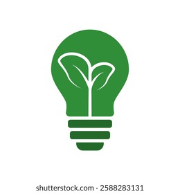 ecological energy icon, creative lamp, light bulb nature, simple flat style, illustration, logo sign symbol pictogram template, for ui or ux isolated on white for mobile app, editable
